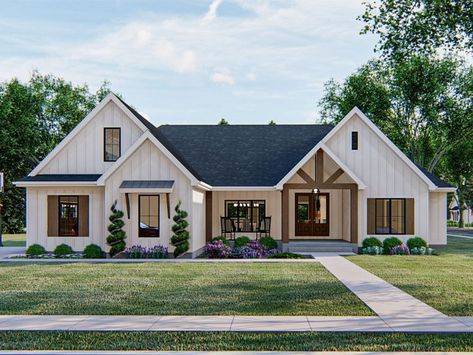 Craftsman House Plan, 050H-0324 Bathrooms Modern, Farmhouse Bedrooms, American House Plans, American Houses, Casas The Sims 4, Modern Craftsman, American House, Modern Farmhouse Exterior, Farmhouse House