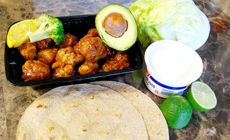 Here's an insanely simple way to turn last night's orange chicken into a far more appetizing avocado lime taco. Avocado Tacos, Avocado Taco, Orange Chicken, Leftovers Recipes, Reduce Food Waste, Delicious Meals, Croutons, Chinese Food, Quick Meals