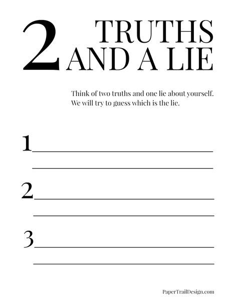 Two Truths And A Lie Game, Birthday Hangout, Icebreaker Worksheets, 2 Truths And A Lie, Two Truths And A Lie, Dr Seuss Coloring Pages, Trail Design, First Day Of School Activities, School Printables