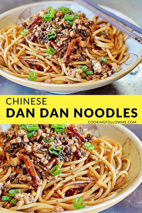 Dandan Noodles, Preserved Vegetables, Dan Dan Noodles Recipe, Rice Noodle Recipes, Dan Dan Noodles, Rice Noodle Soups, Minced Pork, Popular Appetizers, Chili Ingredients