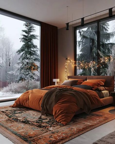 Autumn Bedroom Decor Cozy, Mocha Bedroom, Cozy Autumn Bedroom, Fall Room Aesthetic, Burnt Orange Bedroom, Chocolate Bedroom, Autumn Bedroom Decor, Autumn Bedroom, Balanced Aesthetic