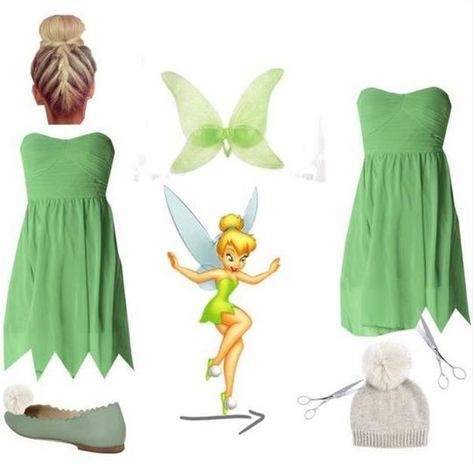 Tinkerbell Costume Ideas, Diy Tinkerbell Costume, Diy Fantasia, Teenage Halloween Costumes, Tinkerbell Costume, Tinkerbell Fairy, Costume Carnaval, Tinker Bell Costume, Costume Disney