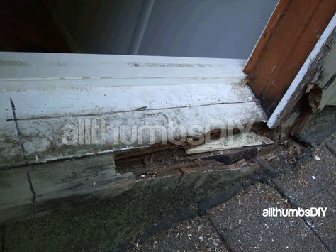 How To Replace A Rotted Window Sill Outdoor Window Trim, Exterior Window Sill, Door Frame Repair, Window Boards, Exterior Window, Replacement Windows, Corner Window, Window Repair, The Warning