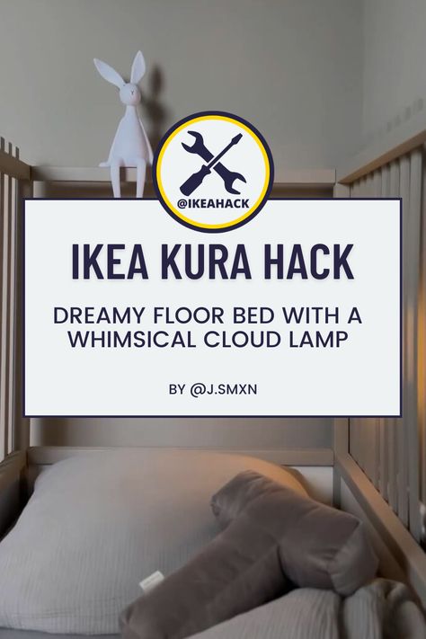 Kura Bed Hack, Ikea Kura Hack, Kura Hack, Ikea Kura Bed, Kura Bed, Ikea Kura, Cloud Lamp, Diy Ikea Hacks, Floor Bed