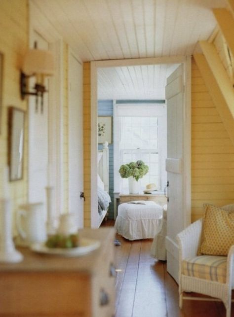 Yellow Cottage, Cottage Interior, Yellow Houses, Cottage Interiors, Yellow Walls, Cottage Living, Cozy Cottage, Mellow Yellow, The Room