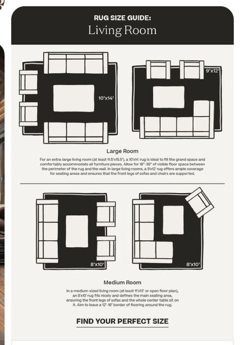 Living Room Guide, Rug For Coffee Table, 9x12 Rugs, Ruggable Rugs, Storage Living Room, Living Room Layout, 6x9 Rugs, Inspire Me Home Decor, Rug Size Guide