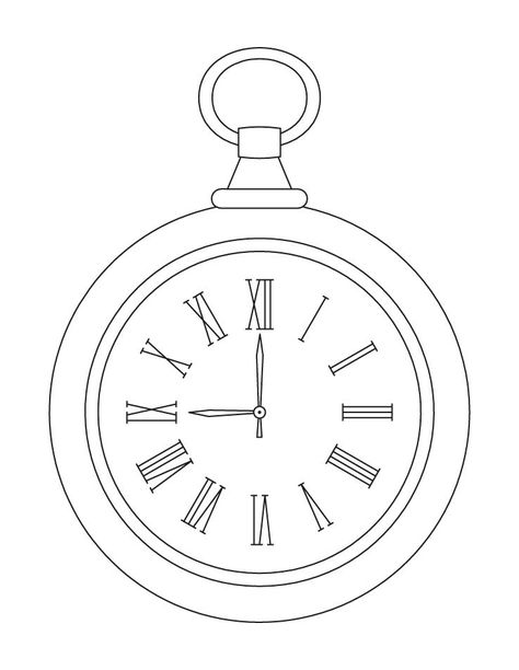 Pocket clock Pocket Clock Drawing, Simple Pocket Watch Drawing, Clock Drawing Sketches, Clock Sketch Drawing, Watch Drawing Sketches, Pocket Watch Outline, Minimalist Clock Drawing, Blank Clock Free Printable, Clock Outline