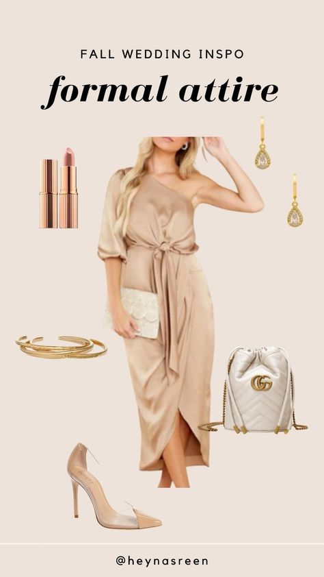 Champagne Cocktail Dress Classy, Champagne Dress Outfit, Champagne Outfit, Champagne Cocktail Dress, Champagne Color Dress, Fall Wedding Outfits, Champagne Shoes, Dressing Tips, Cocktail Dress Classy