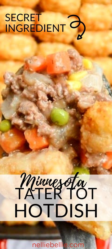 Healthy Tater Tot Hotdish, Turkey Trot Tater Tot Hotdish, Healthy Hotdish Recipes, Tatertots Casserole Hamburger, Hamburger Hotdish Recipes, Tatortot Hotdish, Healthy Tater Tot Casserole, Minnesota Hot Dish, Homemade Tater Tots