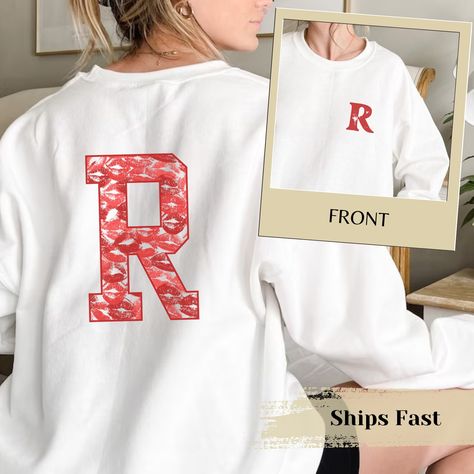 Kiss Sweatshirts For Bf, Red Kisses, Initial Sweatshirt, Couples Things To Do, Red Outline, Kiss Mark, Love My Parents Quotes, Initial Gifts, Cozy Gift