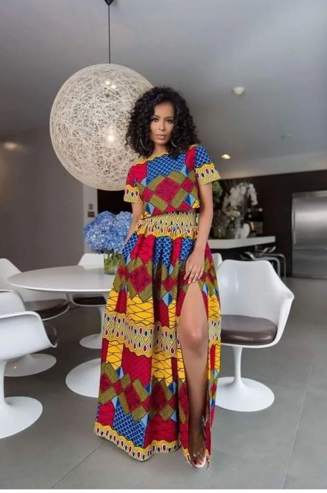 Kitenge Skirt And Blouse Designs, Chitenge Outfits Top And Skirt, Ankara Crop Top And Skirt High Waist, Ankara Skirt Styles High Waist, Ankara Crop Top And Skirt, Ghana Dresses, Chitenge Outfits, Ankara Crop Top, Ankara Skirt Styles