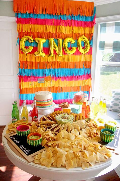 5 De Mayo Birthday Party Ideas, Cinco De Mayo Restaurant Ideas, Cinco De Drinko Party Ideas, Cinco Fiesta Birthday Party, Easy Cinco De Mayo Decor, Fiesta Fourth Birthday Party, Cinco Birthday Theme, Cinco De Mayo Work Party Ideas, Cinco De Mayo Balloon Ideas