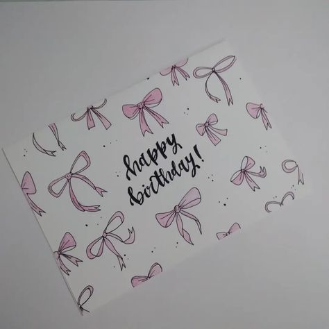 Handwritten pink bow birthday card 🎀 Dm to order Product description: White folding card (includes envelope) Lettering: happy birthday Space inside to write personal greetings or messages. Dimensions A5 (folded) 21.0 * 14.8 cm (folded) 210*148.5 mm 21*29.7 cm (unfolded) 210*297 mm Tags: #birthdaycard #coquette #coquettecore #handmadebirthdaycard #handmadecards #bdaycards #cardmade #diy #happybirthday #greetingcards Bowbirthdaycard handmade cardmade birthday card ordernow Lettering Happy Birthday, Pink Bow Birthday, Bow Birthday, Envelope Lettering, Bday Cards, Handmade Birthday Cards, Happy Birthday Cards, Pink Bow, Cards Handmade