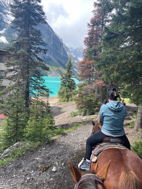 Horseback Riding In The Mountains, Banff Horseback Riding, Lake Louise Canada Summer, Banff Canada Summer, Banff Aesthetic, Hiking Goals, Banff Trip, Outdoor Hobbies, Canada Mountains