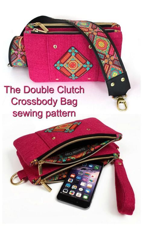 Crossbody Bag Sewing Pattern, Crossbody Bag Sewing, Double Zipper Pouch, Wallet Sewing Pattern, Bag Sewing Pattern, Modern Bag, Bag Sewing, Wallet Pattern, Bag Patterns To Sew