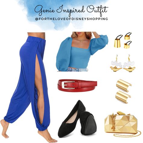 Aladdin Genie Costume For Women, Diy Genie Costume Women, Aladdin Inspired Outfits, Genie Disneybound, Diy Genie Costume, Aladdin Outfit, Aladdin Genie Costume, Genie Outfit, Aladdin Disneybound