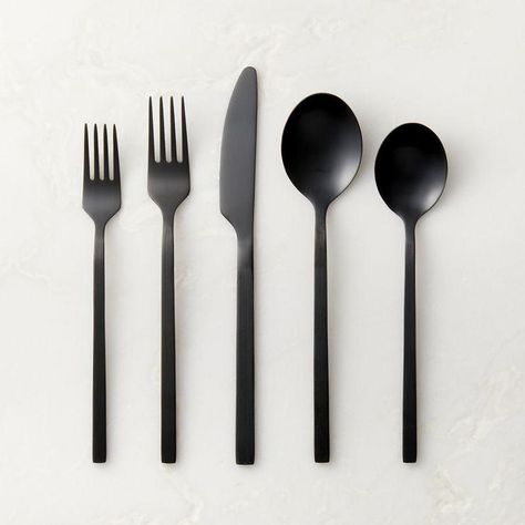 Parallel Brushed Black 20 Piece Flatware Set Cb2 Flatware, Green Dinnerware Set, Unique Flatware, Flatware Box, Grey Dinnerware, Black Flatware, Green Dinnerware, Modern Flatware, Black Dinnerware