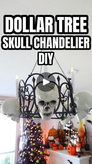 52K views · 1K reactions | Dollar Tree Skull Chandelier DIY! #dollartree #dollartreediys #dollartreehalloween #halloweendecor #dollartree finds #dollartreehalloweendiy | BargainBethany | BargainBethany · Original audio Fall Chandelier, Bargain Bethany, Skull Chandelier, Fun Diy Halloween Decorations, Chandelier Decorations, Chandelier Diy, Halloween Party Decor Diy, Skull Crafts, Dollar Tree Halloween