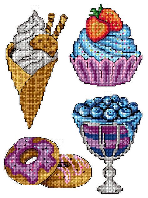 Sweets 148CS Counted Cross-Stitch Kit Diy Magnets, Floral Cross Stitch, Embroidery Supplies, Diy Cake, Counted Cross Stitch Kits, Diy Christmas Tree, Art Kit, Christmas Toys, Cross Stitch Kits