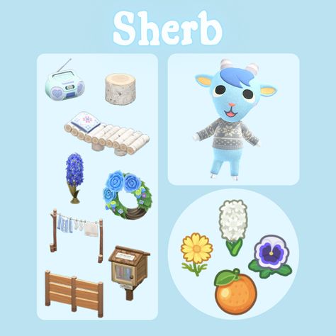 Acnh Sherb Yard, Sherb Acnh, Acnh Villager Yard, Acnh Yard Guide, Outset Island, Animal Crossing Yard, Acnh Tips, Acnh Yard, Acnh Villagers