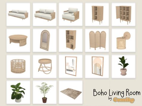 The Sims Resource - Boho Living Room Part 2 Boho Sims 4 Cc Furniture, Sims Resource Cc Furniture, Sims Home Decor Cc, Sims 4 Boho House Cc, Sims 4 Cc Furniture Living Rooms Boho, Boho Sims 4, Sims 4 Cc Tsr Furniture, Sims 4 Boho Cc Furniture, Sims Resource Furniture