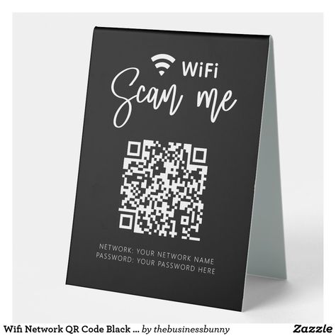 Business Table, Tent Card, Table Tents, Tabletop Signs, Code Black, Tent Cards, Wifi Network, Create Sign, Business Supplies