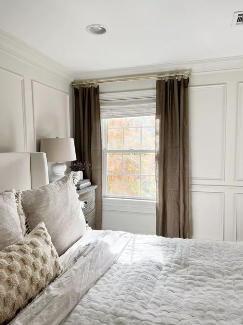 Picture Frame Molding Bedroom, Mcgee And Co Rug, Bedroom Picture Frames, West Elm Bedding, Picture Molding, White Molding, Frame Molding, Picture Frame Molding, Bedroom Pictures