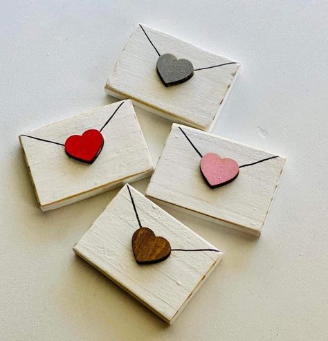 Small Wood Heart Crafts, Wood Projects Valentines Day, Valentine Woodworking Projects, Valentine Wood Crafts Diy Wooden Blocks, Valentine's Day Wood Crafts, Valentines Arts And Crafts For Adults, Valentines Day Wood Projects, Valentines Day Crafts To Sell Diy Ideas, Wood Valentines Decor