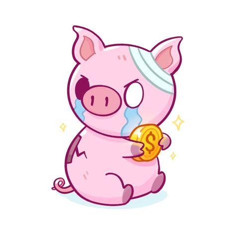 Justin Y on Instagram: “Broke Piggy Bank! 🐷💸 . Redrew an old drawing to fit my current aesthetic ☺️ will probably be a new sticker! I'm at a convention for the…” How To Draw A Piggy Bank, Cute Piggy Banks Aesthetic, Piggy Bank Tattoo, Piggy Bank Drawing, December Drawings, Fandom Wallpaper, Current Aesthetic, Pig Bank, Mask Drawing