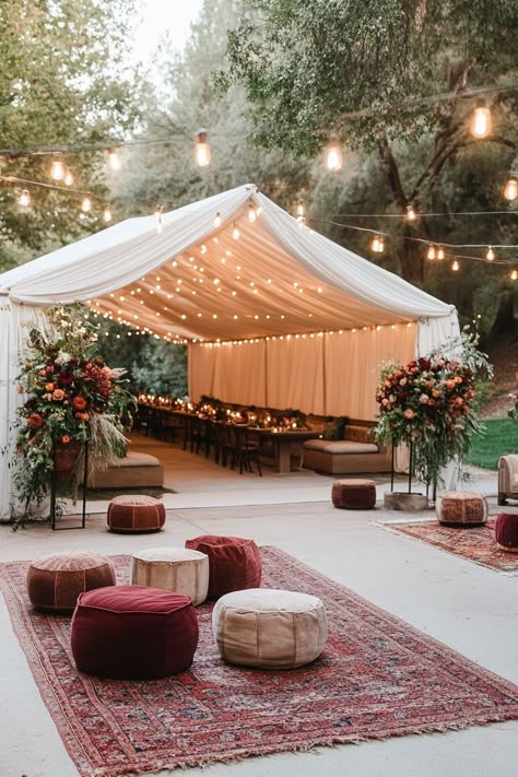 Backyard Wedding Ideas With Tent, Yurt Wedding Receptions, Wedding Venues Whimsical, Wedding Outdoor Activities, Garden Wedding On A Budget, Boho Tent Wedding Reception, Outside Wedding Ideas Receptions, Backyard Spring Wedding Ideas, Diy Marquee Wedding