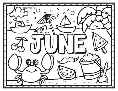 Free Printable Months of the Year Coloring Pages - Easy Peasy and Fun Months Of The Year Coloring Pages, Months Coloring Pages, June Coloring Pages, June Colouring Pages, End Of Summer Coloring Pages, June Cover Page Bullet Journal, Vegetable Coloring Pages, Printable Flower Coloring Pages, Mini Booklet