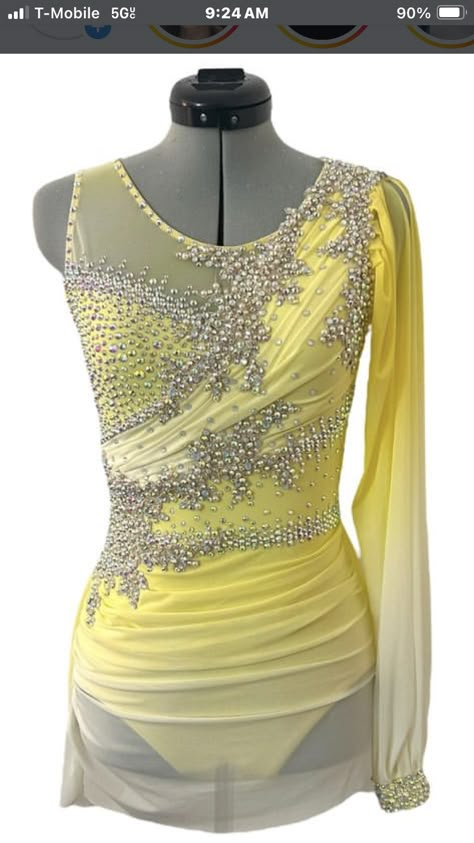 Yellow Dance Costume, Baton Costumes, Fashion Women Outfits, Ice Dance Dresses, Dance Competition Costumes, Contemporary Costumes, Competition Costumes, Instagram Jewelry, Boutique Clothes