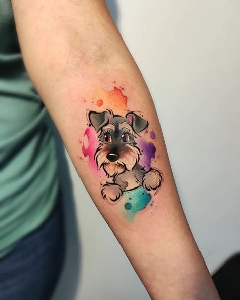 Watercolor Dog Tattoo, Tattoo Colorful, Mum Tattoo, Kiss Tattoos, Pawprint Tattoo, Tattoo Apprenticeship, Full Tattoo, White Ink Tattoo, Tattoo Color