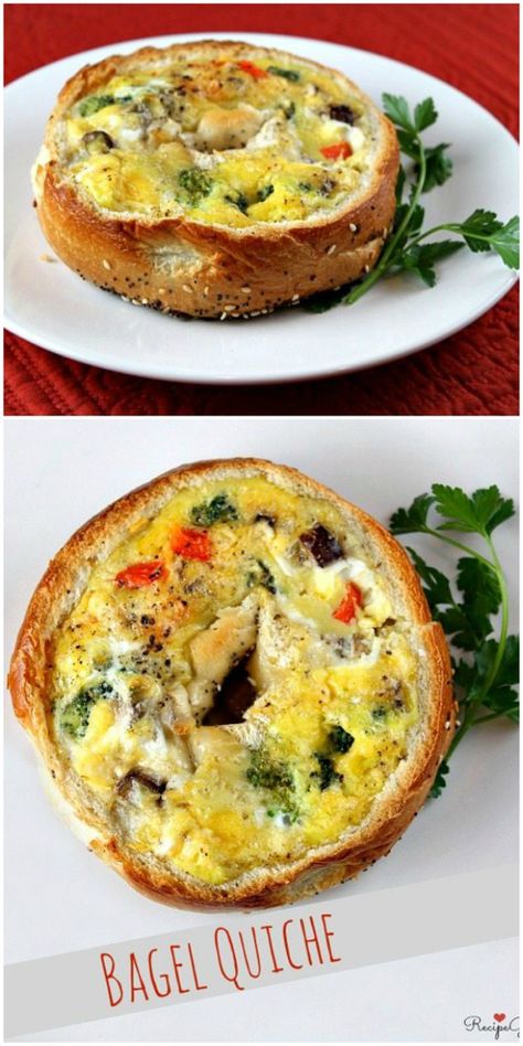 Recipes With Bagels, Bagel Dinner Ideas, Bread Machine Bagels, Bagel With Egg, Breakfast Quiche Recipes, Breakfast Quiche, Quiche Recipe, Recipe Girl, Quiche Recipes