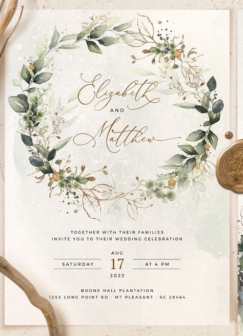 Engagement Invitation Card Design, Digital Wedding Invitations Design, Wedding Invitation Designs, Simple Wedding Cards, Electronic Wedding Invitations, Engagement Invitation Cards, Leaf Invitations, Rose Gold Wedding Invitations, Wedding Card Frames