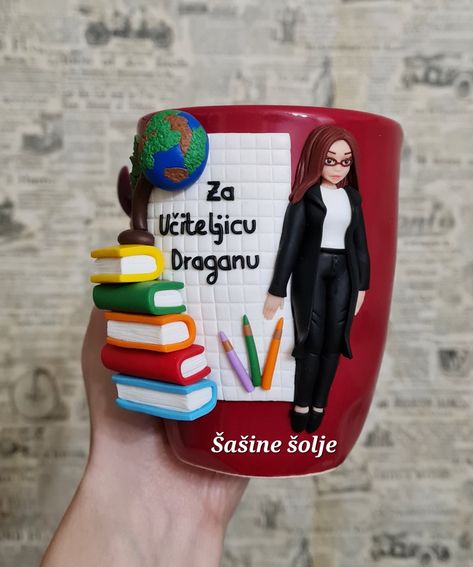 @shashine_solje Teacher Polymer Clay, Polymer Clay Mug, Diy Mug Designs, Handmade Diary, Craft Booth Display, Clay Mug, African Inspired Decor, Polymer Clay Gifts, Clay Keychain