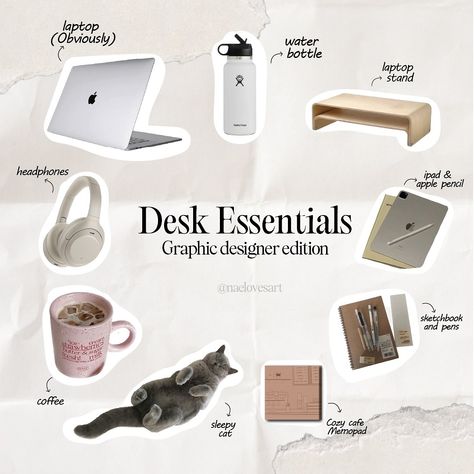 Desk Essentials for every graphic designer—because creativity needs a cozy setup! What’s on your desk? Tags 🏷️ ___ #graphicdesignerlife #creativedesk #deskessentials #designerworkflow #aestheticworkspace #coffeedesksetup #minimalistdesk #designlifestyle #digitaldesigners #artsetup #stationerylove #creatortools #ipadart #cozyworkspace Graphic Designer Desk Setup, Graphic Design Desk, Graphic Designer Desk, Studio Deco, Cozy Setup, Designer Desk, Desk Tags, Cozy Workspace, Coffee Desk