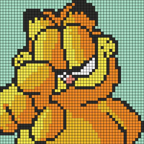 Alpha pattern #167934 | BraceletBook Garfield Grid Pattern, Garfield Pixel Art Grid, Garfield Alpha Pattern, Garfield Pixel Art, Pixel Art Pattern 32x32 Grid Easy, Animal Pixel Art, Funny Tapestry, Braided Bracelet Diy, Pixel Drawing