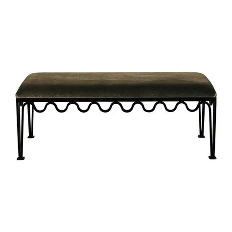 'Méandre' Bench by Design Frères in Mohair Velvet or COM Saarinen Chair, Antique Bench, Eclectic Furniture, Oak Shelves, Outdoor Patio Chairs, Modern Stools, Chic Spaces, Bench Designs, Modern Bench