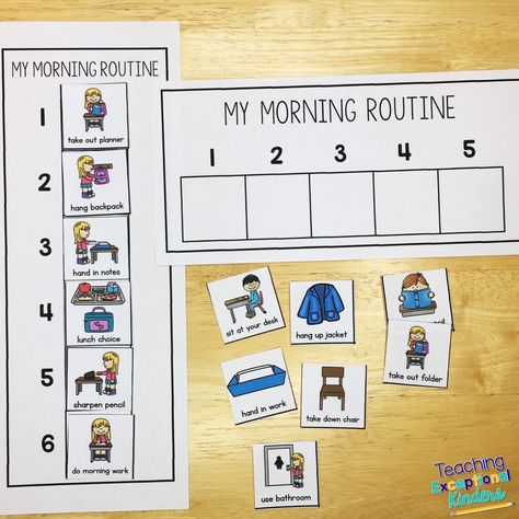 How to Set Up an Effective Kindergarten Morning Routine - Teaching Exceptional Kinders Kindergarten Routines, Kindergarten Puzzles, Classroom Morning Routine, Daily Routine Chart For Kids, Preschool Routine, Daily Routine Activities, Classroom Routines And Procedures, First Week Of School Ideas, School List