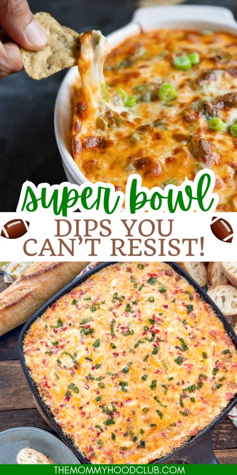 31 Best Ever Dip Recipes For a Party Easy Party Dips Crowd Pleasers, Dip Appetizers For Party, Super Bowl Dip Recipes, Quick Dip Recipes, Superbowl Food Ideas, Super Bowl Dip, Football Appetizers Easy, Super Bowl Food Dip, Easy Fried Pickles