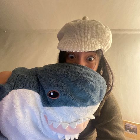 Shark Girl Aesthetic, Animal Selfie, Ikea Shark, Shark Stuff, Stuff Toy, The Meg, Shark Toy, Shark Girl, Shark Plush