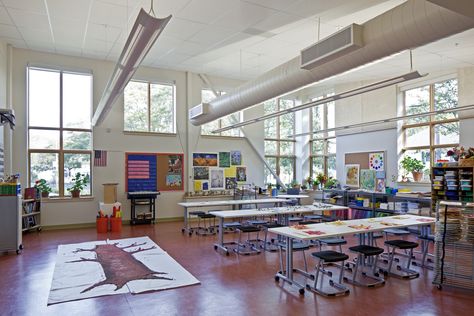 School Art Classroom Design, Kidlit Art, Primary School Art, St Ambrose, Elementary Art Rooms, Art Spaces, Tall Windows, Classroom Furniture, Dream School