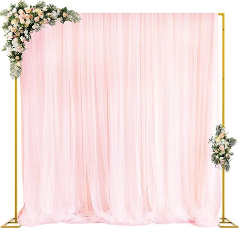 best diy balloon arch stand Church Tea Party, Photo Backdrop Stand, Balloon Arch Frame, Drape Backdrop, Simple Beach Wedding Ideas, 50th Anniversary Ideas, Hexagon Wedding, Background Stand, Party Frame