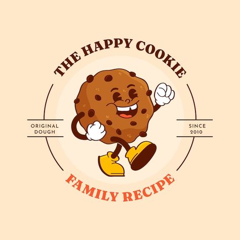 Cookie Mascot, Cookies Logo Design, Sticker Cookies, Cookie Cartoon, Cookies Illustration, Cookie Logo, Bakery Logos, Cartoon Cookie, Calico Critters Families