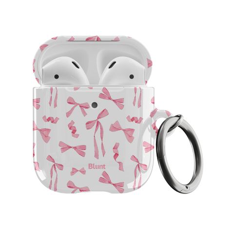 Protect your Airpods in style with the Pink Bow Airpod Case by Blunt Cases. Air Pods Pro Case Aesthetic, Pink Heart Airpods, Pink Air Pods Case, Bow Airpod Case, Cute Airpod Pro 2 Cases, Air Pods Case, Pink Airpods, Apple Airpods Case, Preppy Phone