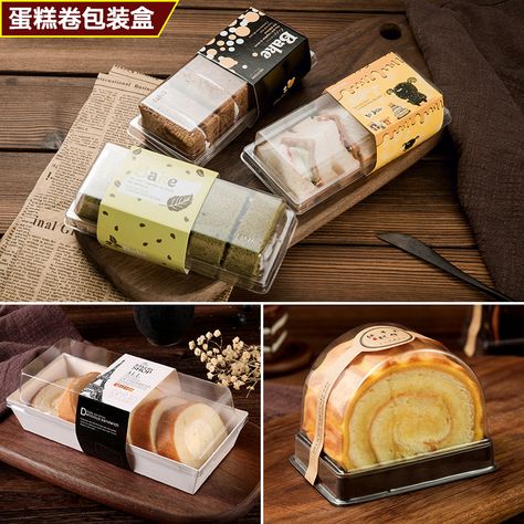 Ruili baking packaging transparent portable cake roll box long box Swiss Roll Half small cake box wholesale Cake Roll Packaging, Swiss Roll Packaging, Roll Cake Packaging, Small Cake Boxes, Packing Idea, Cake Boxes Packaging, Swiss Roll Cakes, Brownie Packaging, Bakery Packaging Design