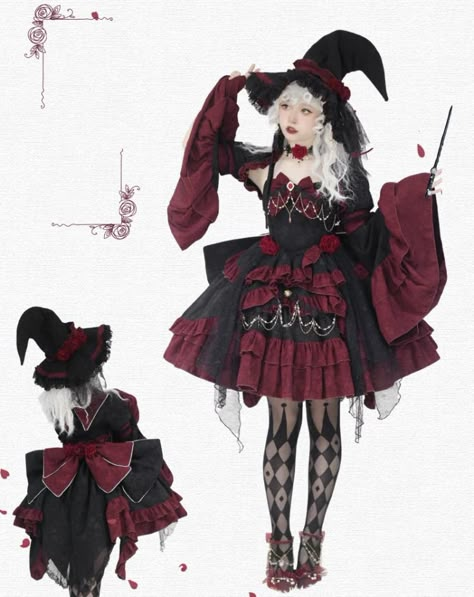 【-The Rose Witch-】 #GothicLolita #Halloween Top Wear and Jumper Dress Set ◆ Shopping Link >>> https://lolitawardrobe.com/the-rose-witch-gothic-lolita-top-wear-and-jumper-dress-set_p7935.html Witch Art Outfit, Cute Witch Dress, Cute Witch Outfits, Witch Dresses, Cute Witch Costume, Witch Outfits, Witch Clothes, Punk Style Outfits, Witch Cosplay