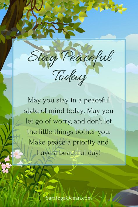 Today is a good day to practice staying peaceful. When you feel peaceful, your energy flows naturally and you automatically relax. This is good for your body and good for your soul. Let the world be whatever it is today, and give yourself the gift of a peaceful state of mind. Namaste <3 Peaceful Day, Today Is A Good Day, Achieve Your Dreams, Good Day Quotes, Morning Blessings, Morning Affirmations, Blessed Day, Peace Quotes, Morning Inspirational Quotes