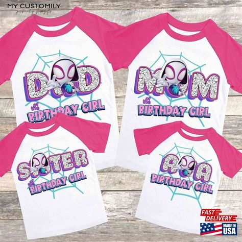 Spiderman Inspired Birthday T-Shirt Spidey Ghost Spider Theme Party Classic Unisex Check more at https://mycustomily.com/product/spiderman-inspired-birthday-t-shirt-spidey-ghost-spider-theme-party-classic-unisex/ Ghost Spider Birthday Party, Spiderman And Gwen, Spiderman Birthday Party Decorations, Spiderman Girl, Spider Theme, Baby Joey, Spider Shirt, Disney With A Toddler, Spiderman Birthday Party